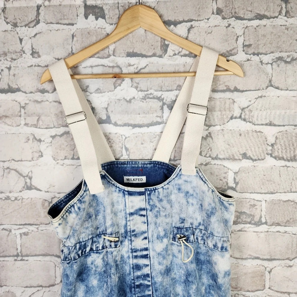 Vintage 90s Milkfed Acid Wash Denim Mini Dress Sopia Coppola One Size Japan - Picture 3 of 16